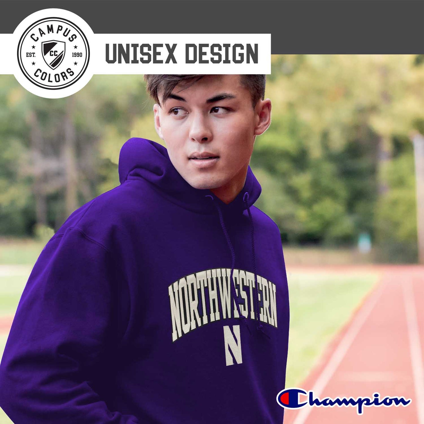Northwestern Wildcats Champion Adult Tackle Twill Hooded Sweatshirt - Purple