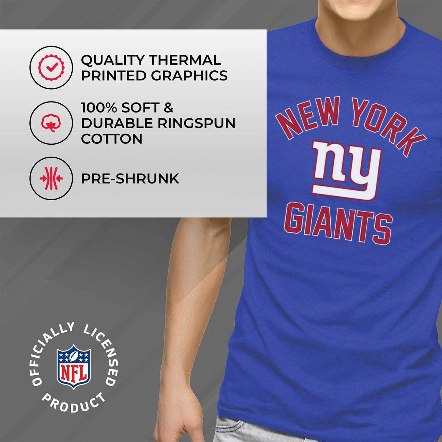New York Giants NFL Adult Gameday T-Shirt - Royal (XX-Large)