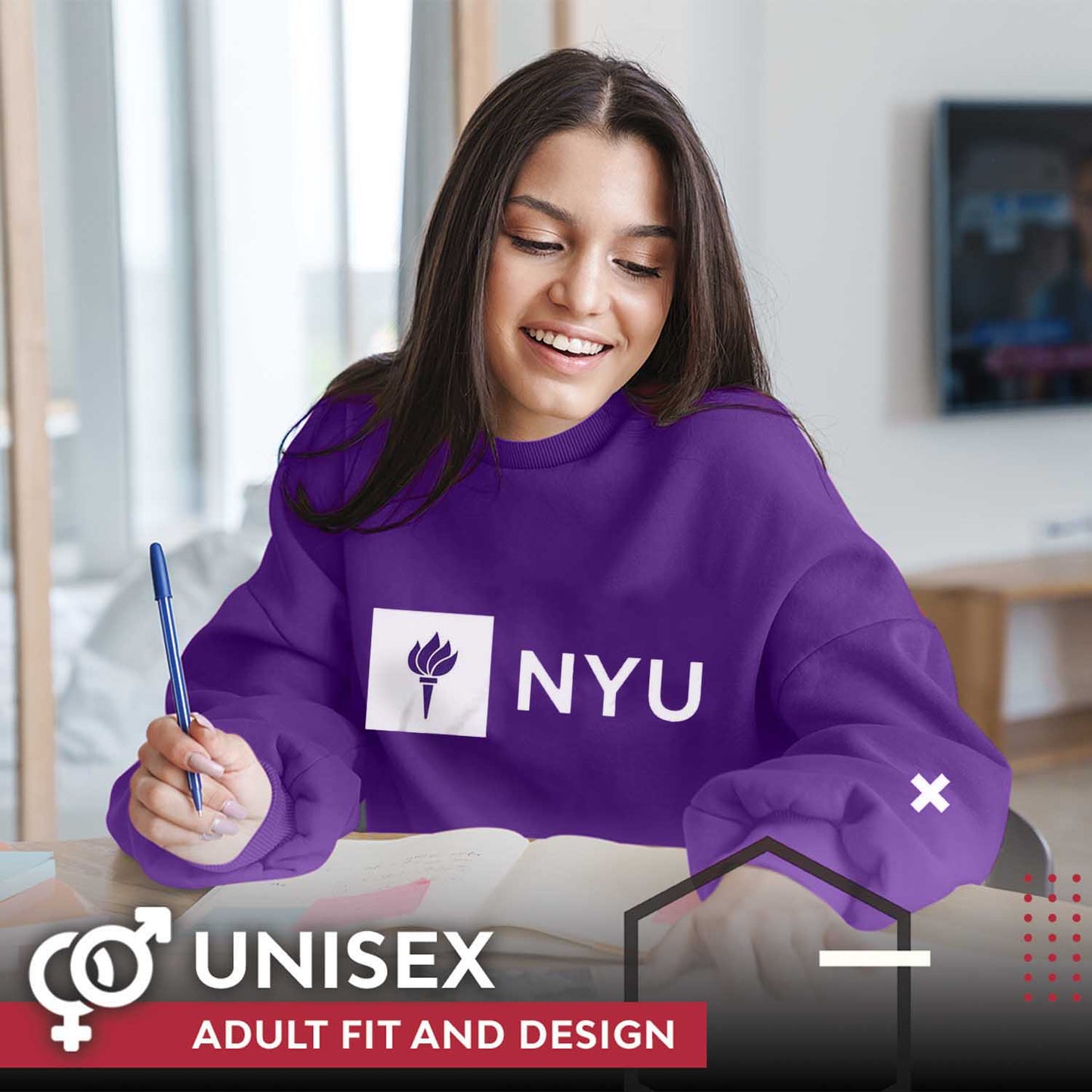 NYU Violets  Adult Just Logo Crewneck Sweatshirt - Purple