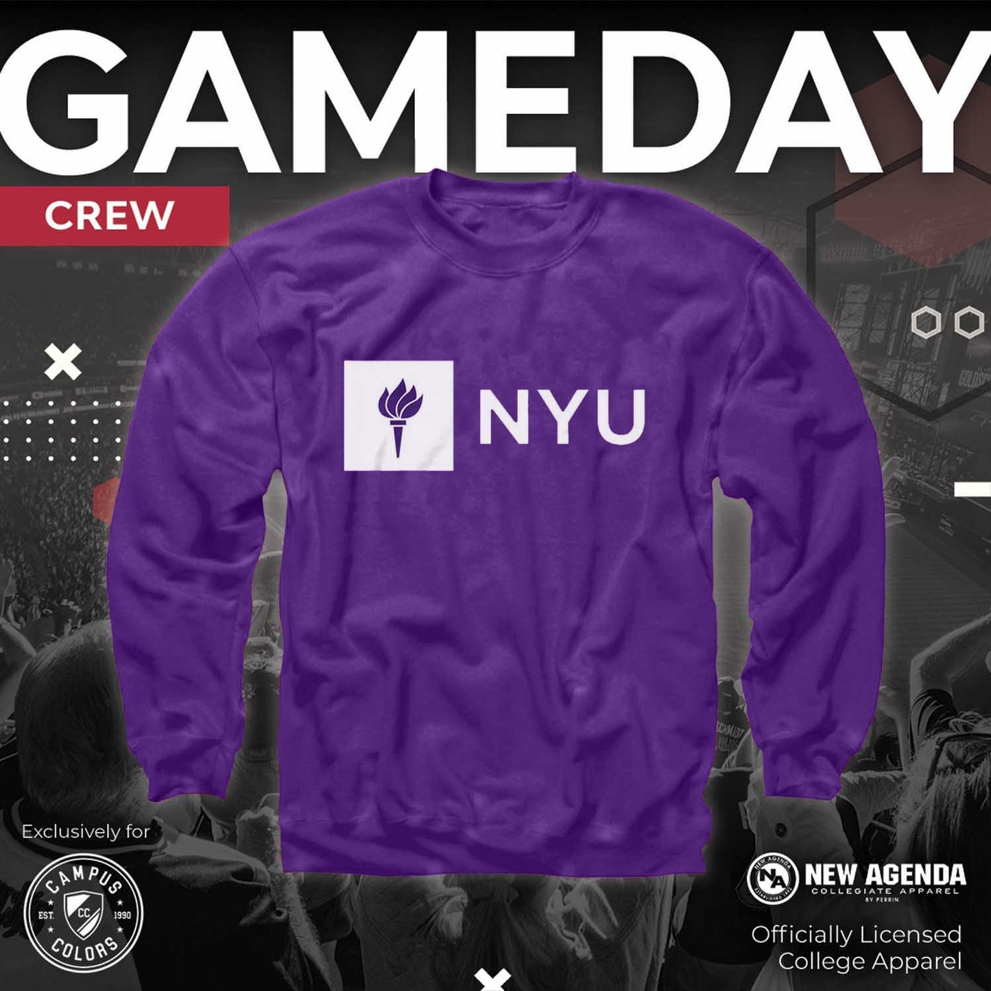 NYU Violets  Adult Just Logo Crewneck Sweatshirt - Purple