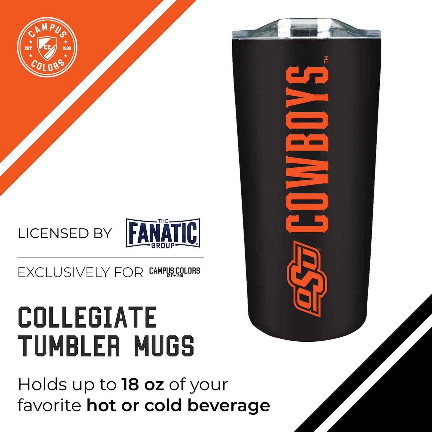 Oklahoma State Cowboys Campus Colors  NCAA Tumbler - Black