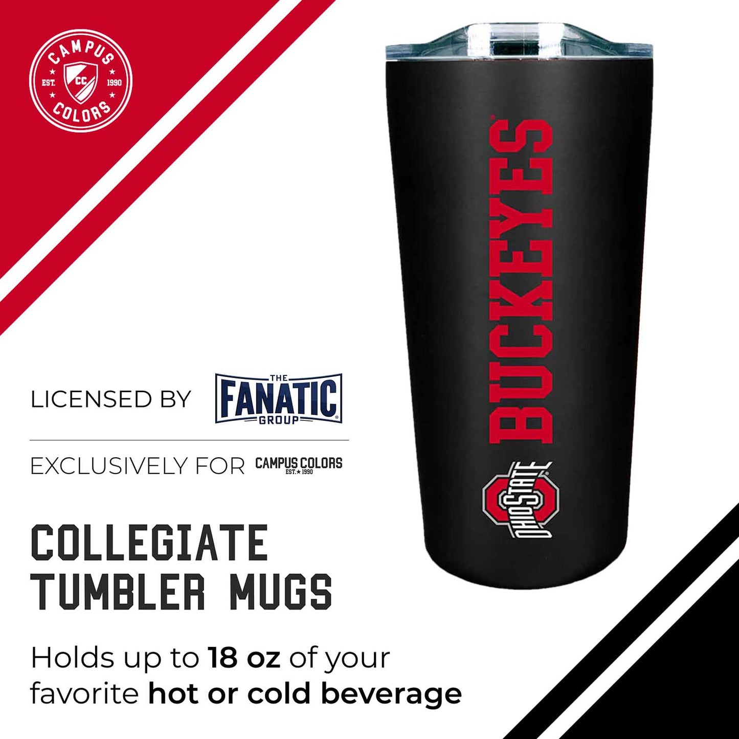 Ohio State Buckeyes Campus Colors  NCAA Tumbler - Black