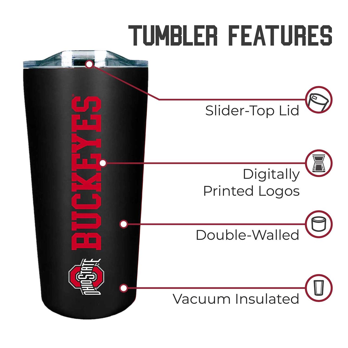 Ohio State Buckeyes Campus Colors  NCAA Tumbler - Black