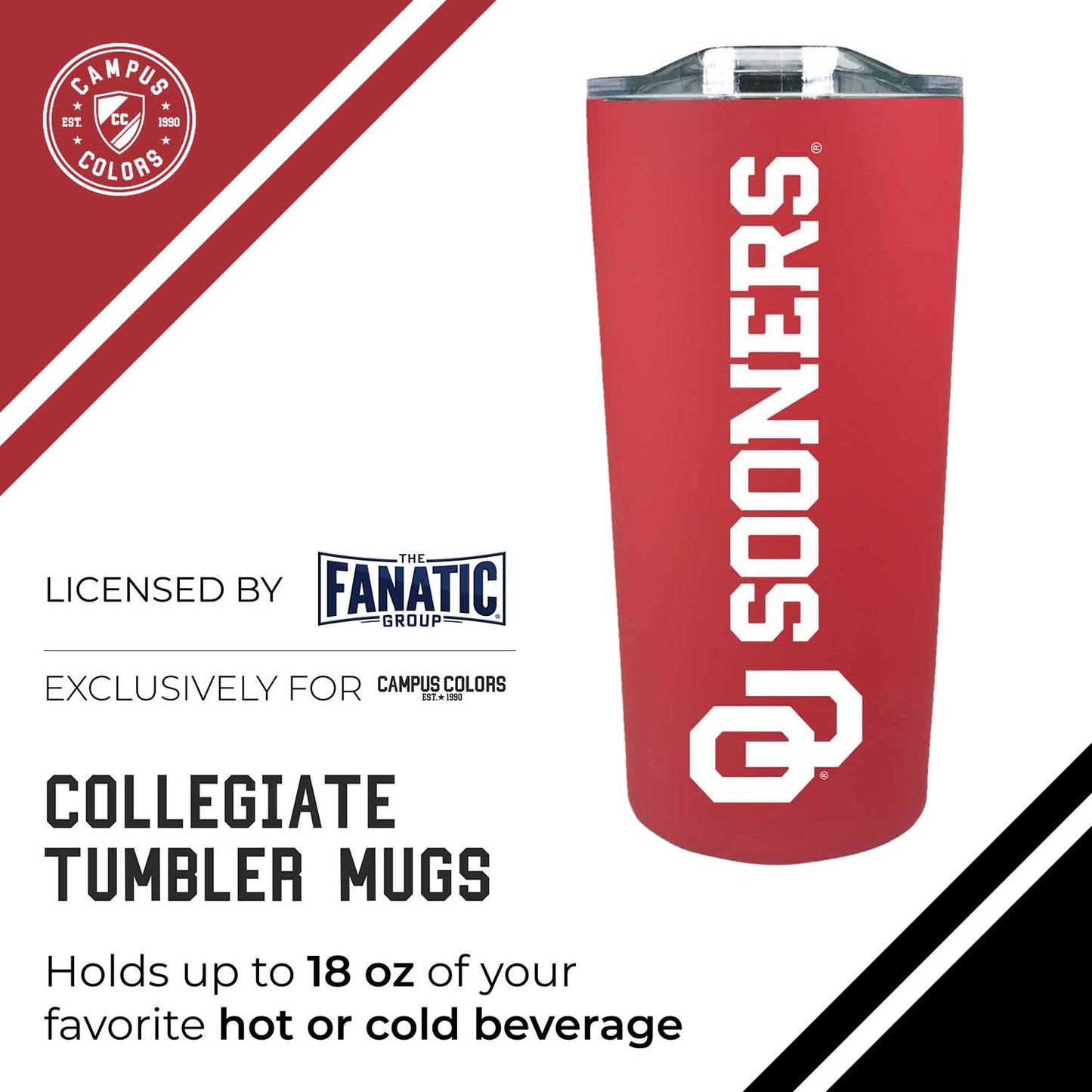 Oklahoma Sooners Campus Colors  NCAA Tumbler - Crimson
