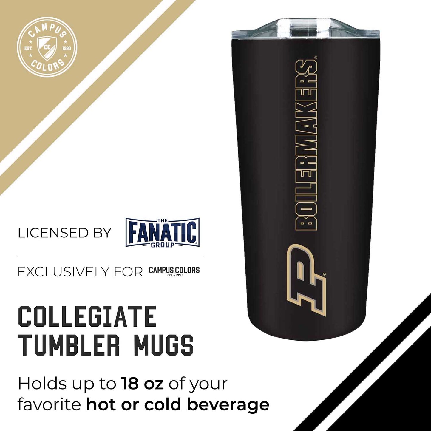Purdue Boilermakers Campus Colors  NCAA Tumbler - Black