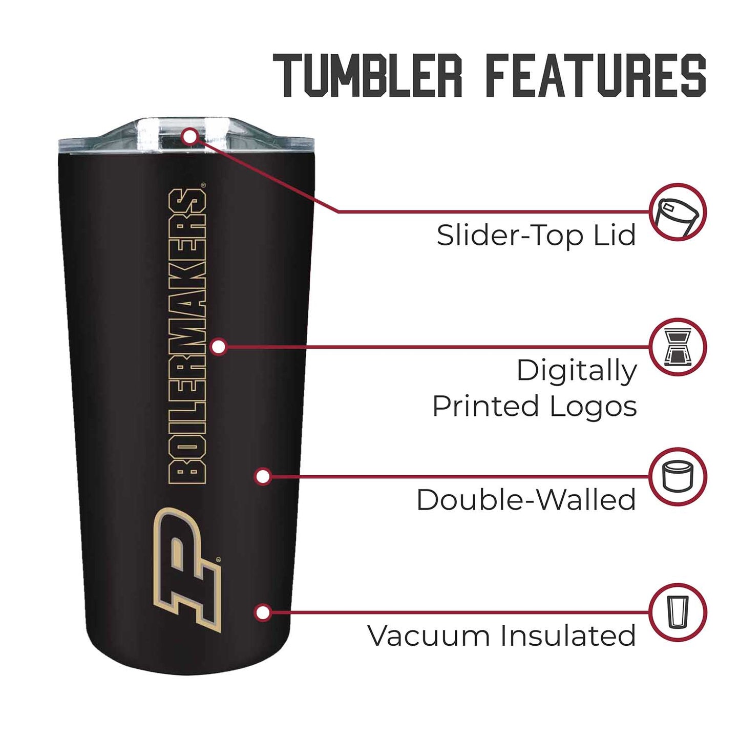 Purdue Boilermakers Campus Colors  NCAA Tumbler - Black