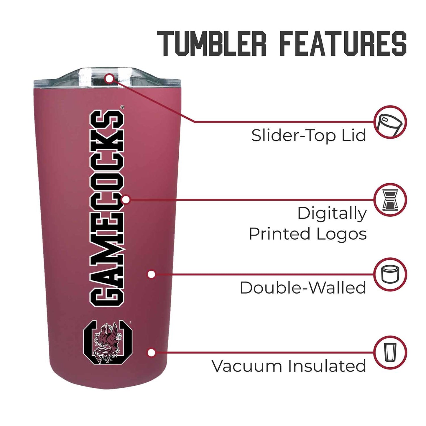 South Carolina Gamecocks Campus Colors  NCAA Tumbler - Maroon