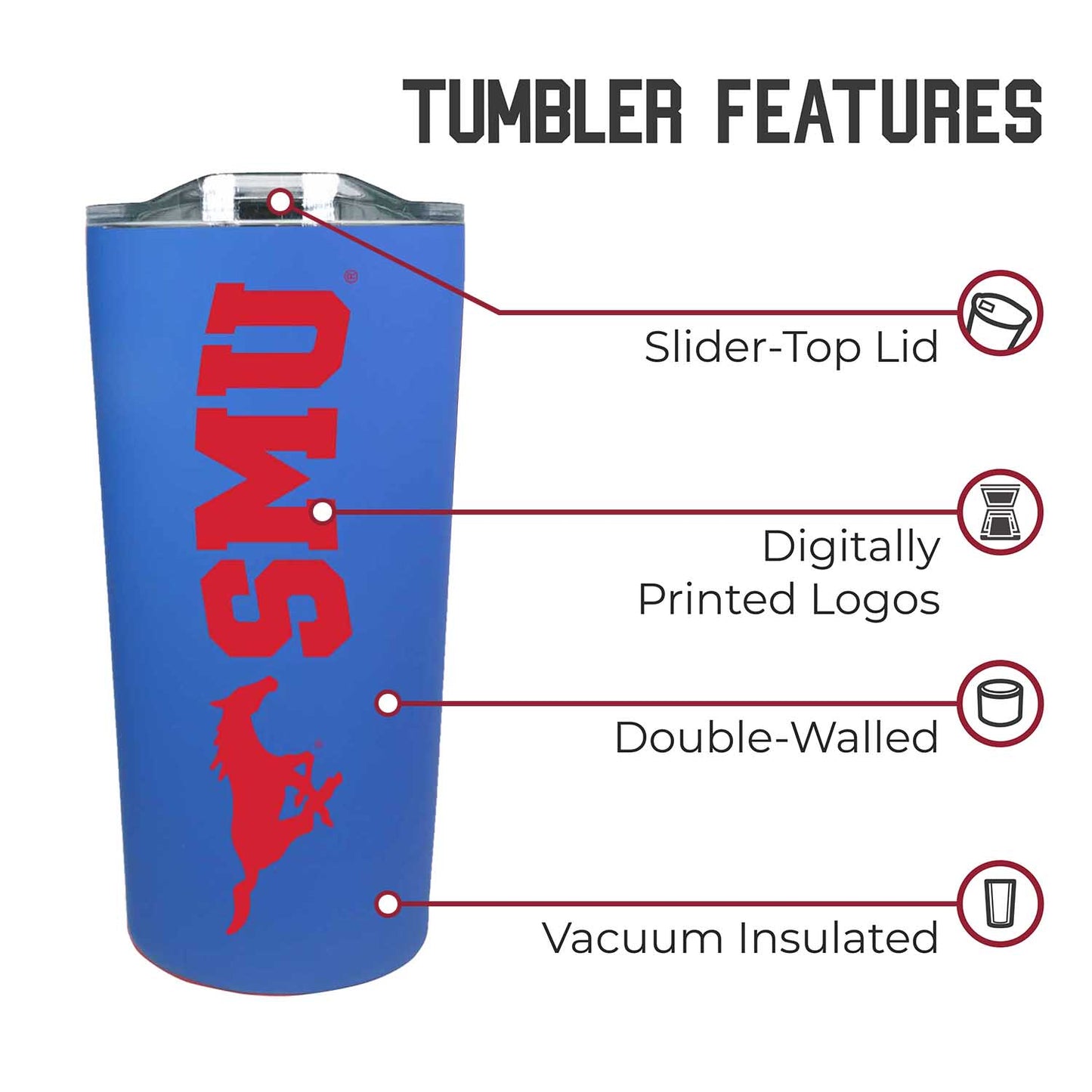 SMU Mustangs Campus Colors  NCAA Tumbler - Royal