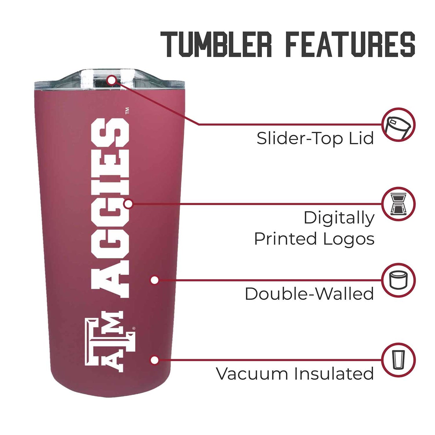 Texas A&M Aggies Campus Colors  NCAA Tumbler - Maroon