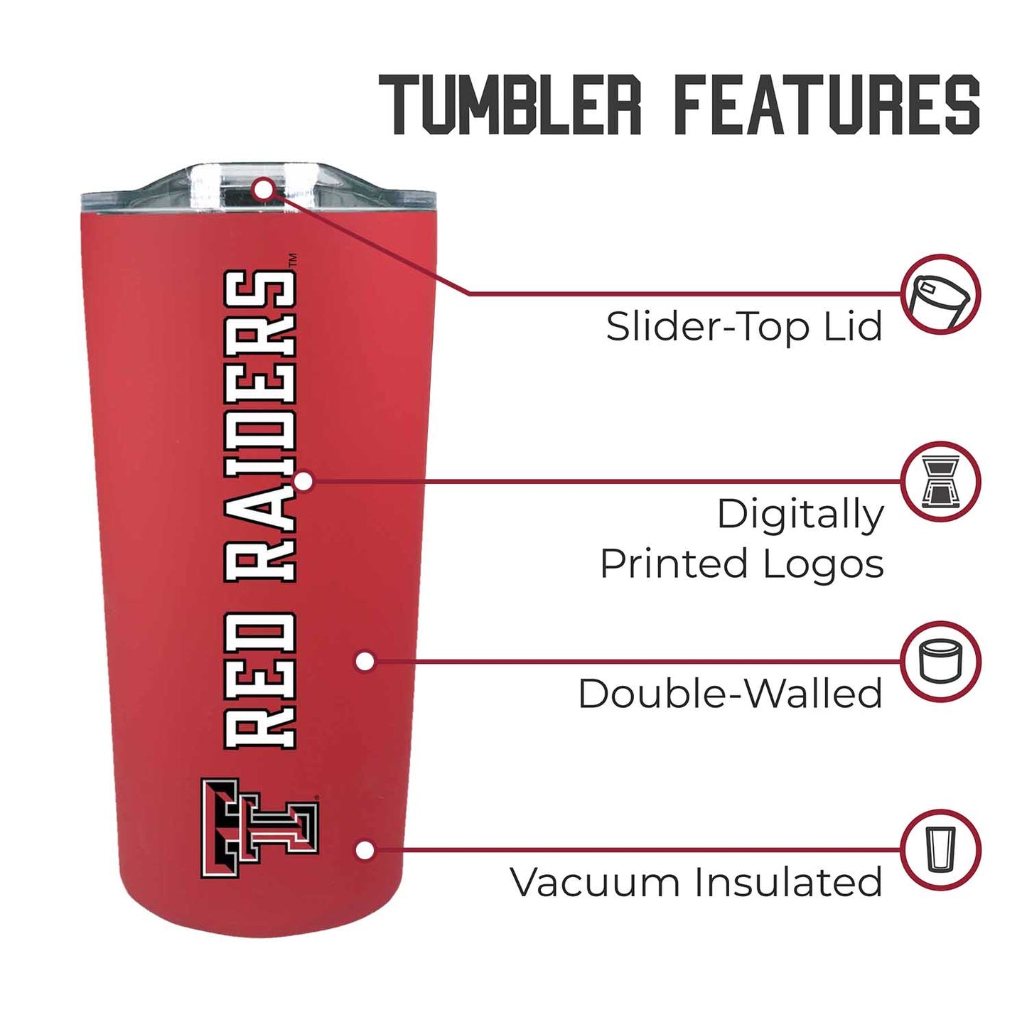 Texas Tech Red Raiders Campus Colors  NCAA Tumbler - Red
