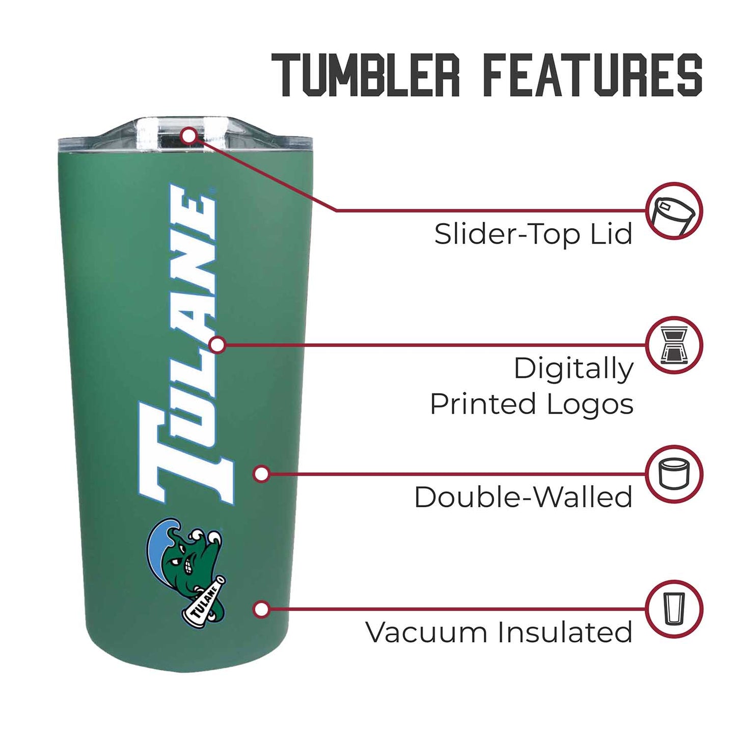 Tulane Green Wave Campus Colors  NCAA Tumbler - Green