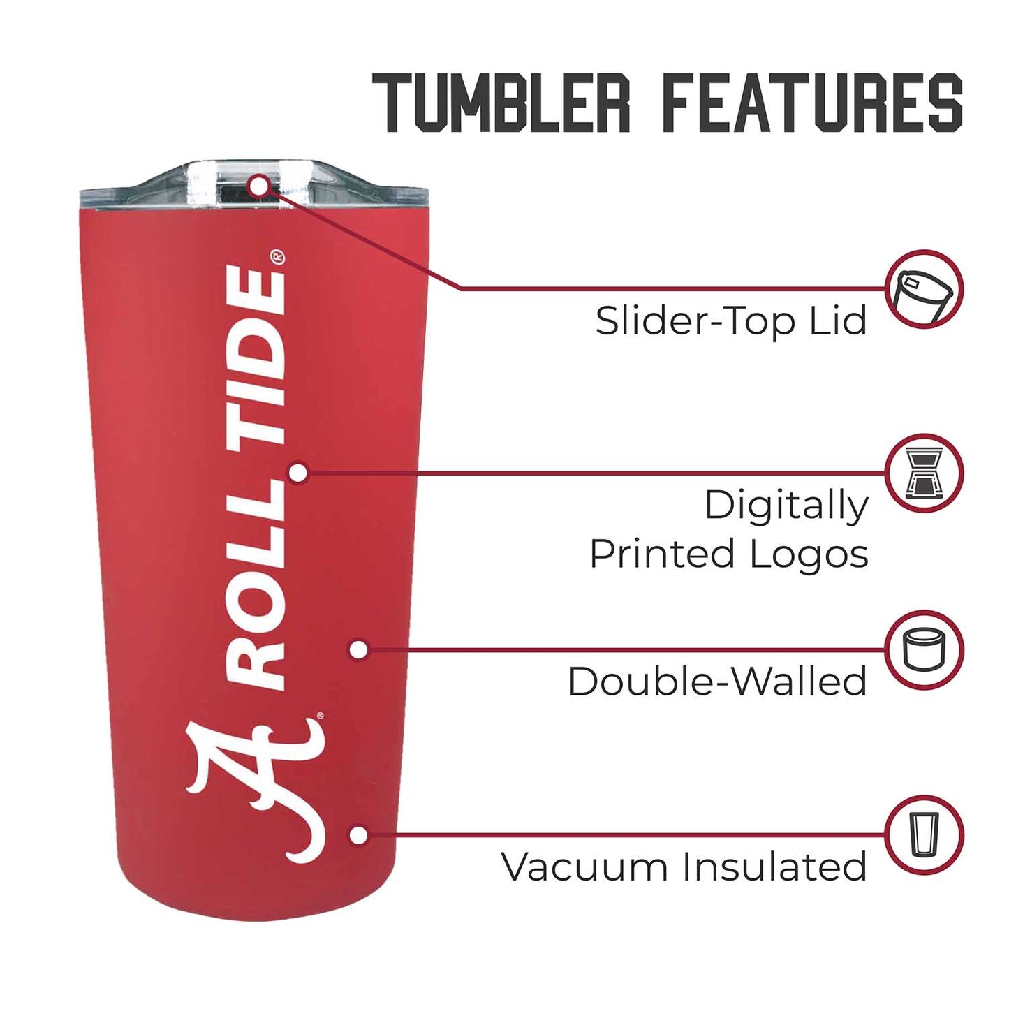 Alabama Crimson Tide Campus Colors  NCAA Tumbler - Crimson
