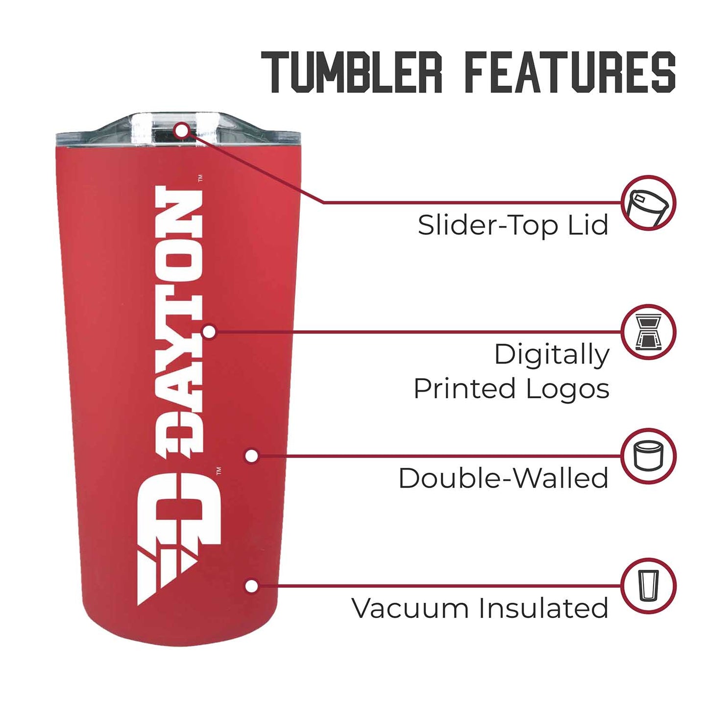 Dayton Flyers Campus Colors  NCAA Tumbler - Red