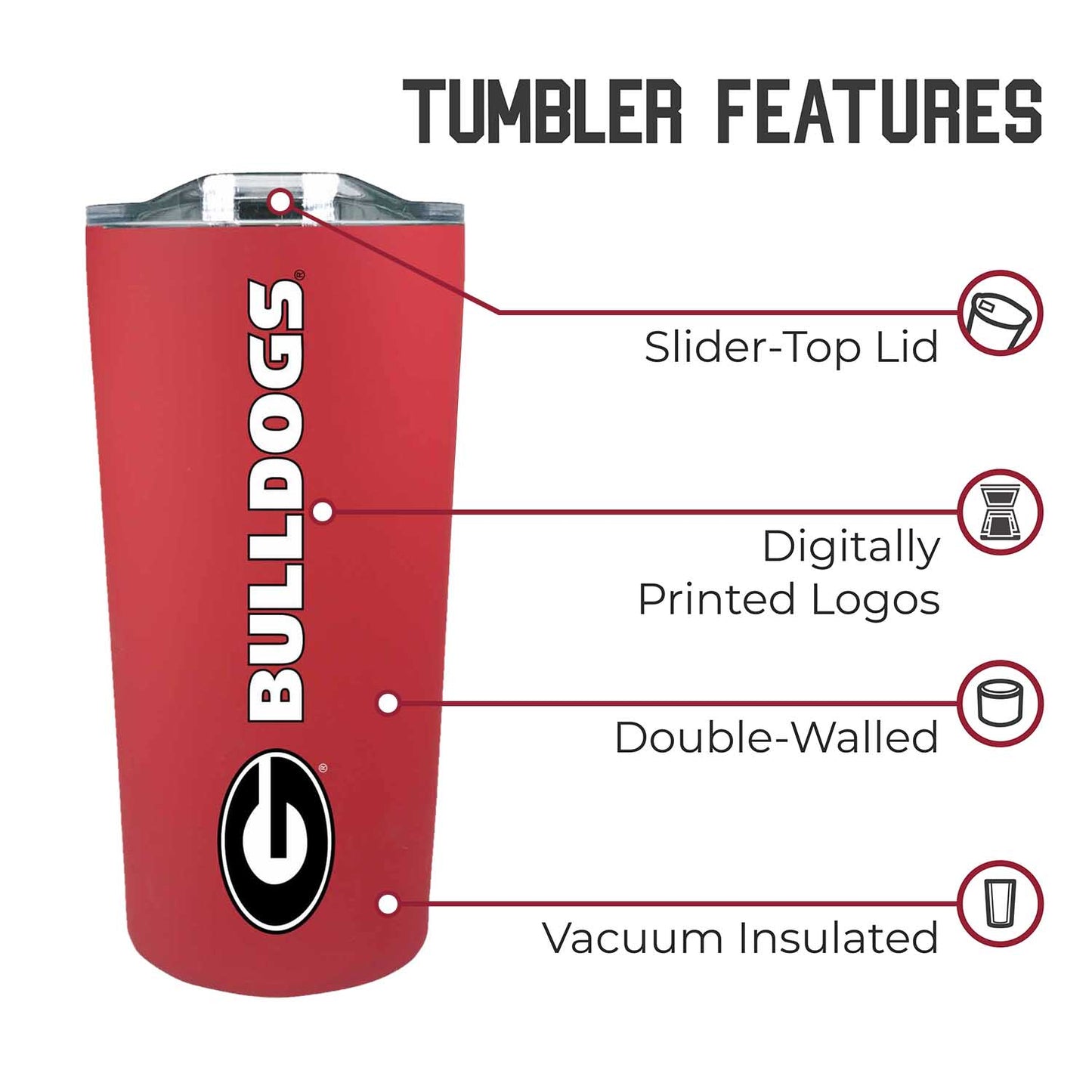 Georgia Bulldogs Campus Colors  NCAA Tumbler - Red