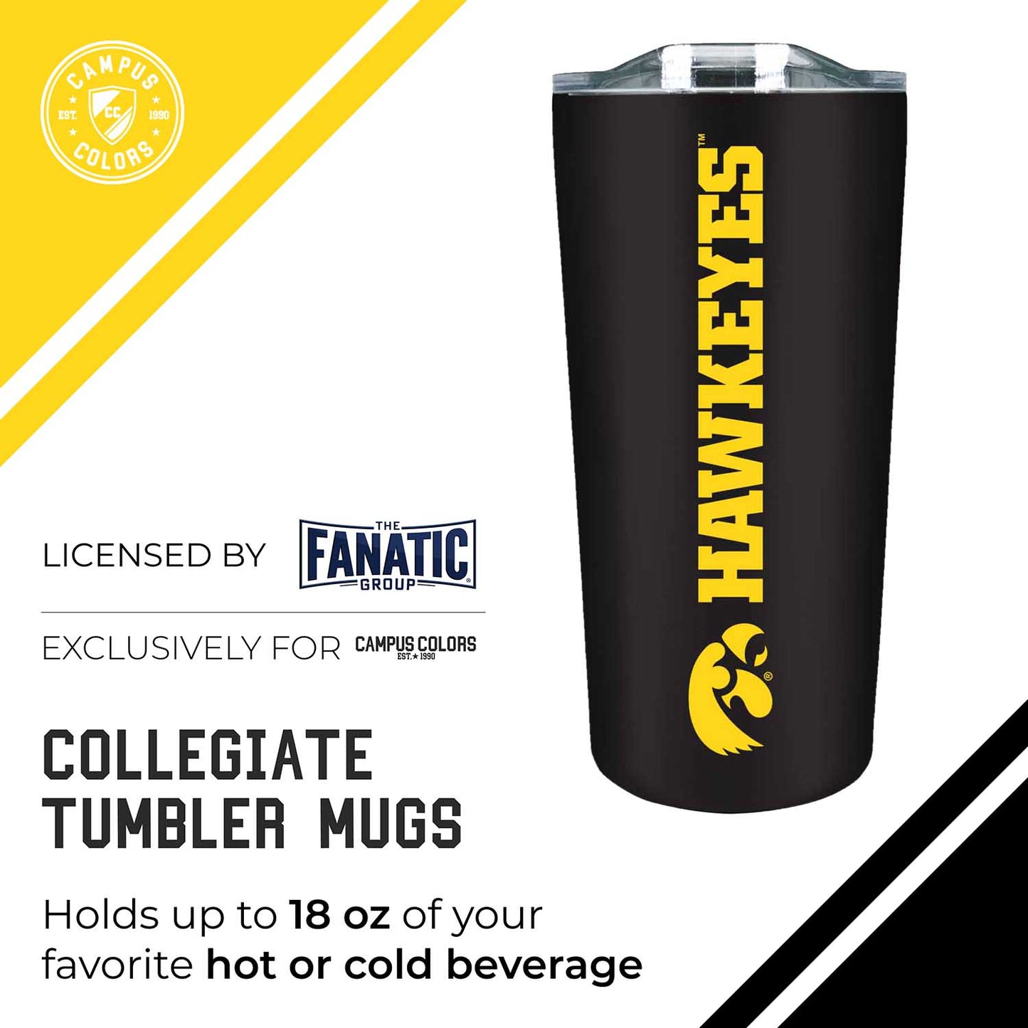 Iowa Hawkeyes Campus Colors  NCAA Tumbler - Black