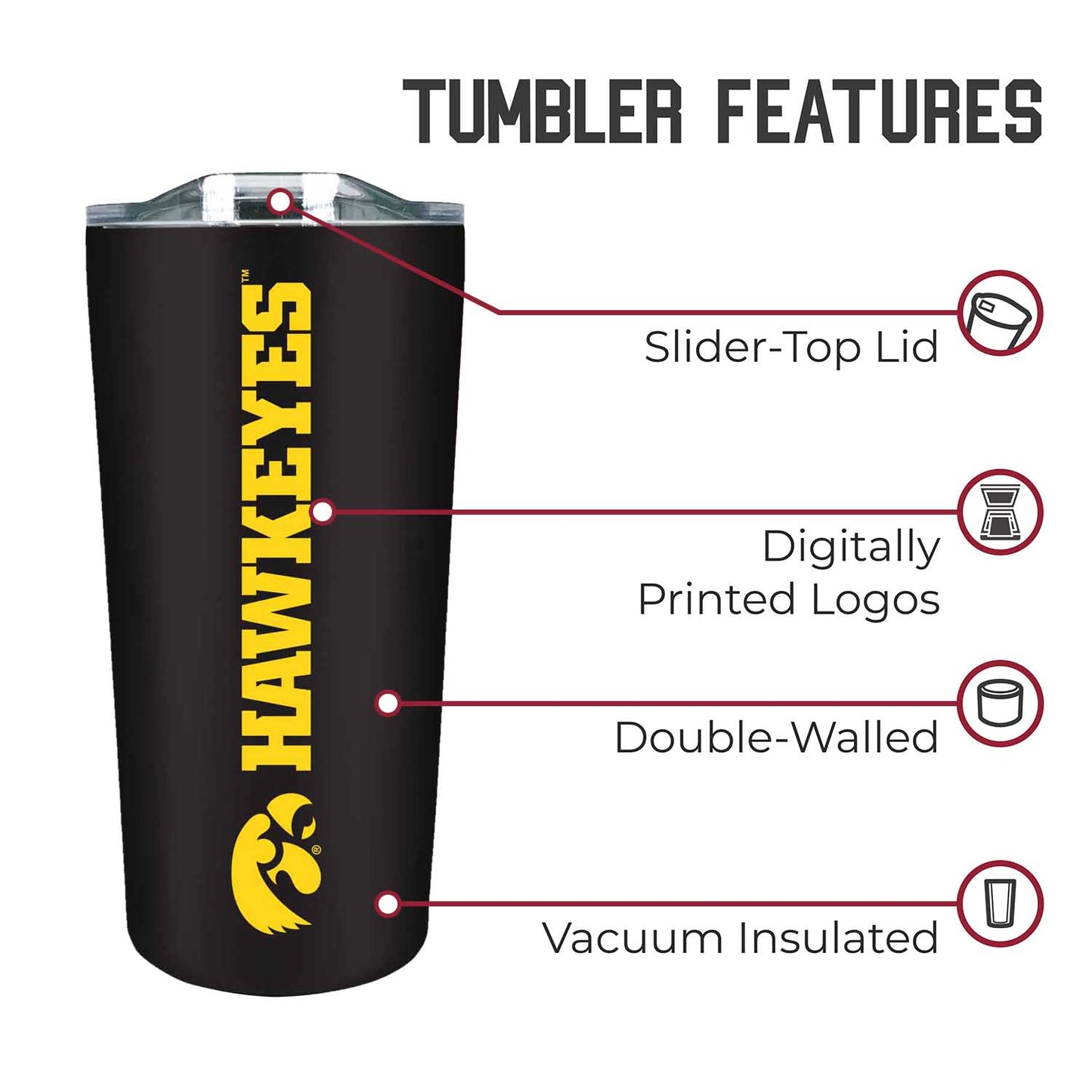 Iowa Hawkeyes Campus Colors  NCAA Tumbler - Black