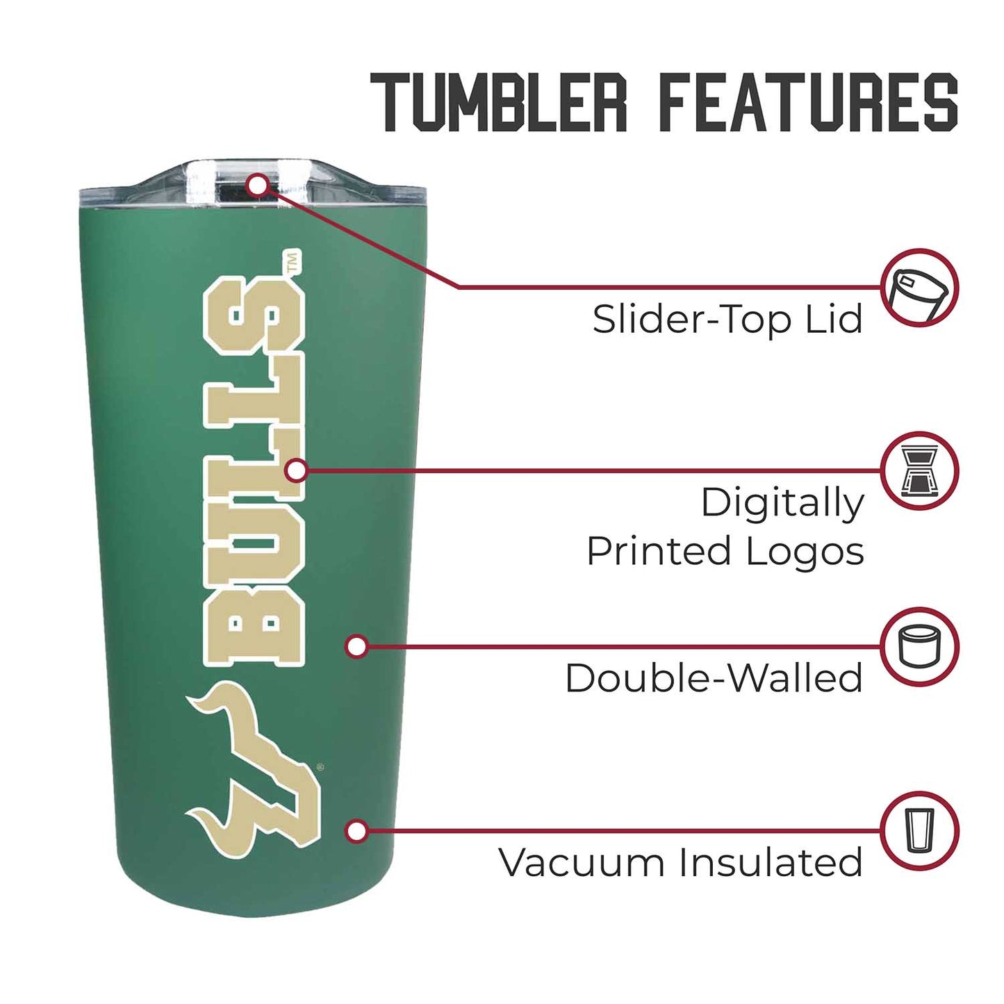 USF Bulls Campus Colors  NCAA Tumbler - Green