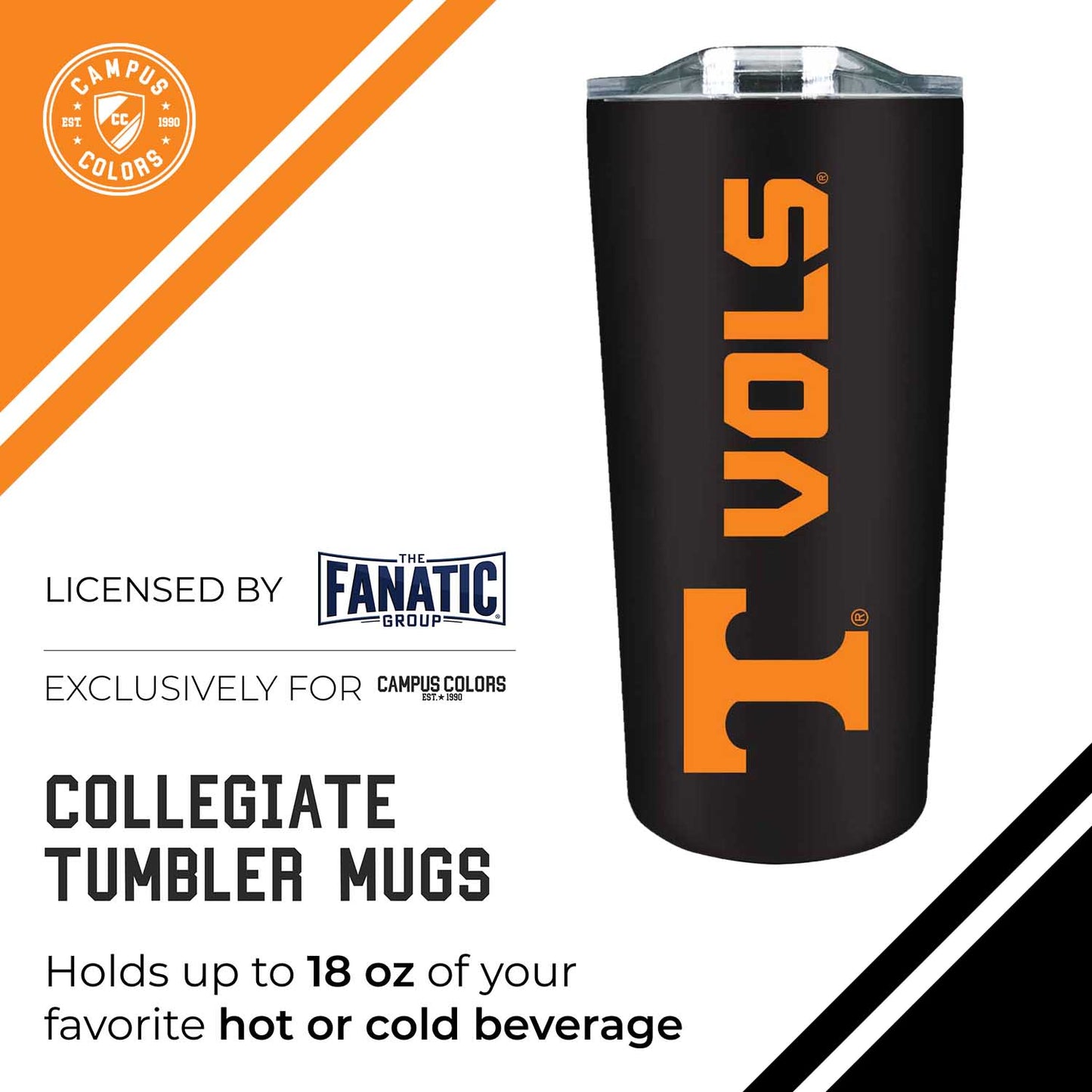 Tennessee Volunteers Campus Colors  NCAA Tumbler - Black