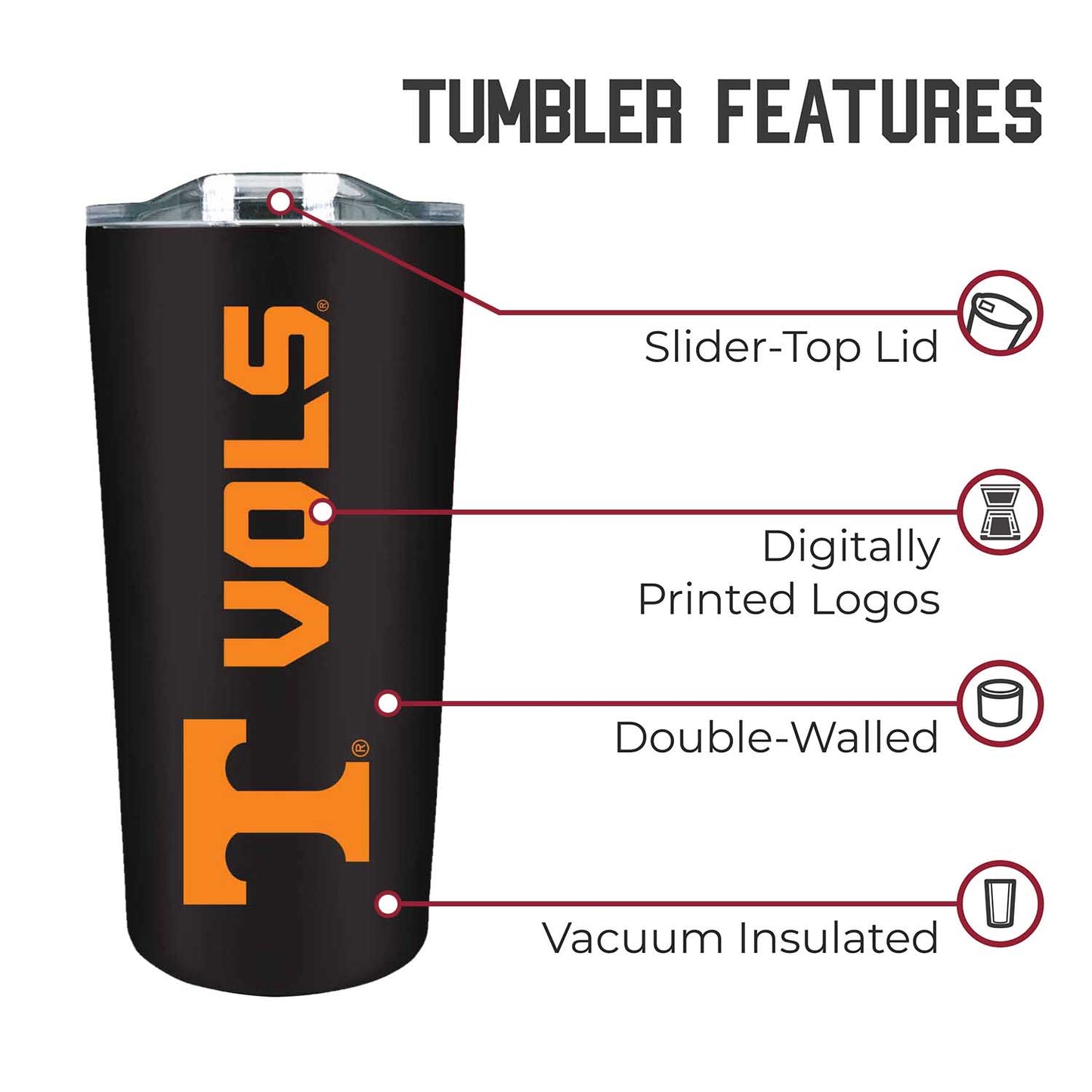 Tennessee Volunteers Campus Colors  NCAA Tumbler - Black
