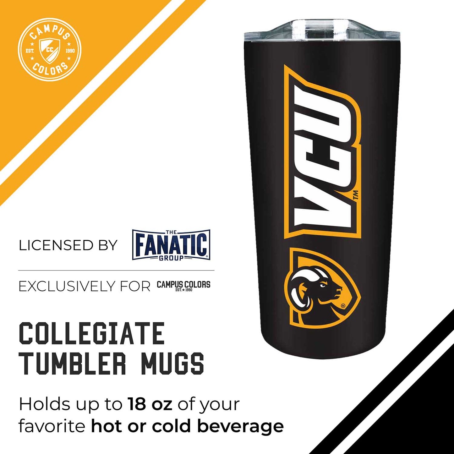 VCU Rams Campus Colors  NCAA Tumbler - Black