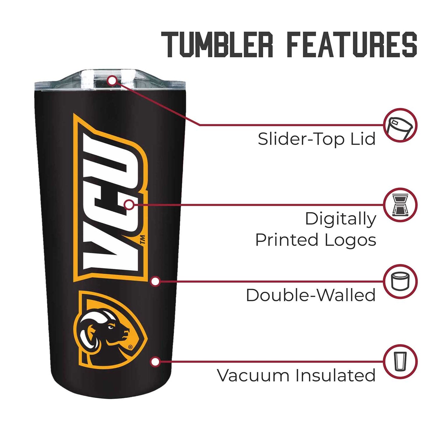 VCU Rams Campus Colors  NCAA Tumbler - Black