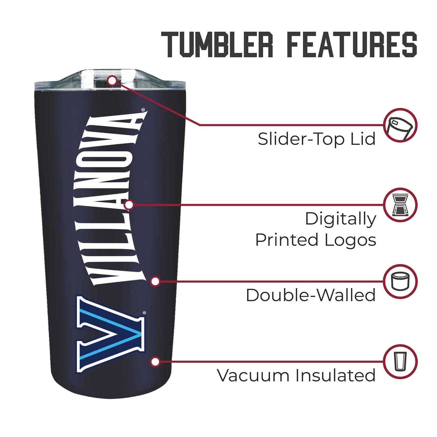 Villanova Wildcats Campus Colors  NCAA Tumbler - Navy
