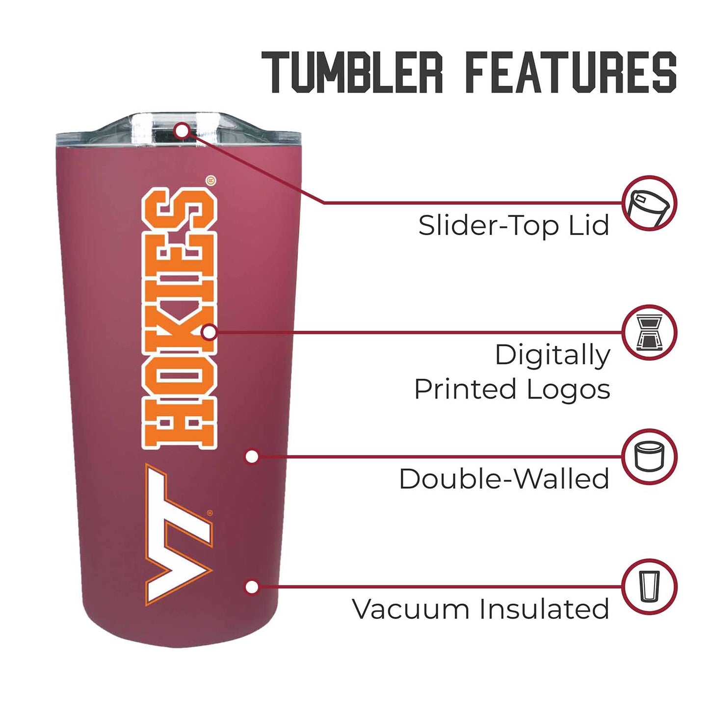 Virginia Tech Hokies Campus Colors  NCAA Tumbler - Maroon