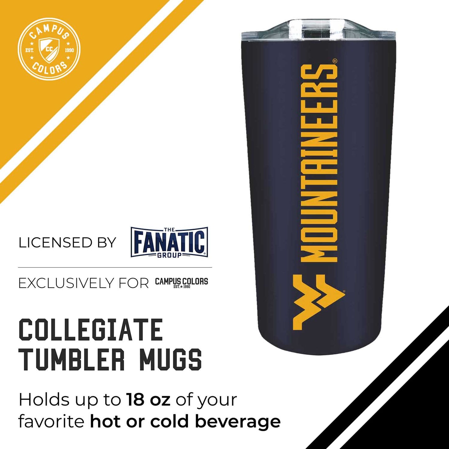 West Virginia Mountaineers Campus Colors  NCAA Tumbler - Navy
