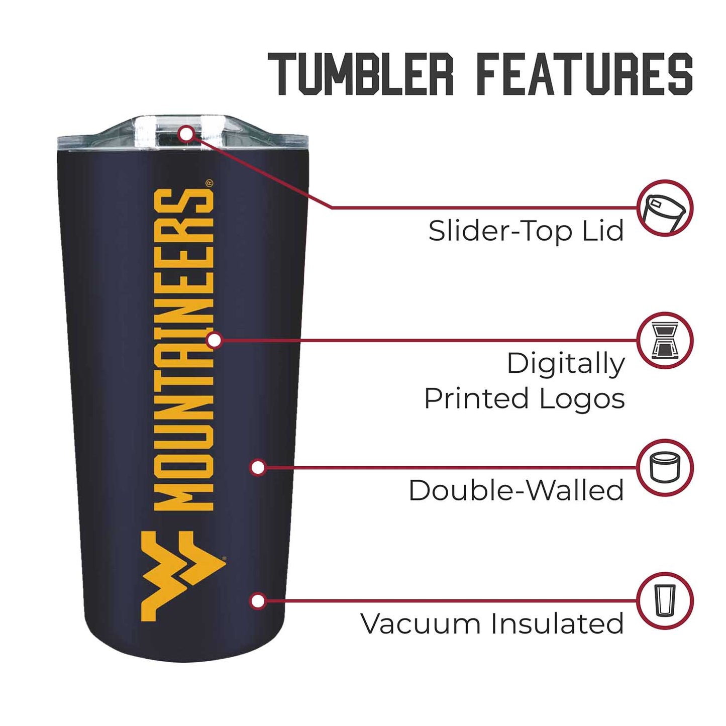 West Virginia Mountaineers Campus Colors  NCAA Tumbler - Navy